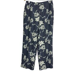 Tommy Bahama Silk Pants Women’s Sz 8 Grey Floral Lined Travel Lounge Resortwear